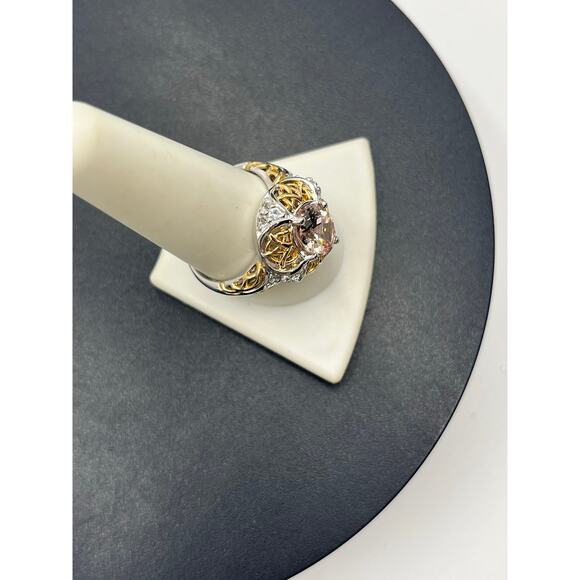 Victoria Wieck Oval Morganite Topaz Oval Sterling Silver Vermeil‎  Ring Sz 10.5 - Picture 5 of 14